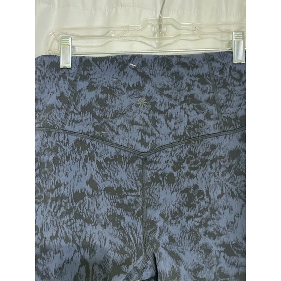 Athleta Elation Textured Tight Womens Leggings M Nylon/Spandex Blue & Black - Picture 3 of 5